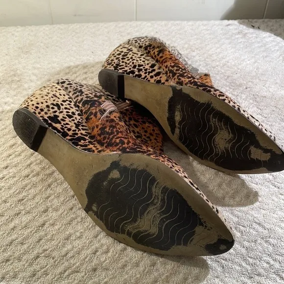 MATISSE Nugget Color Gradation Leopard Print Fur Wedge Ankle Boots Size 9 1/2
