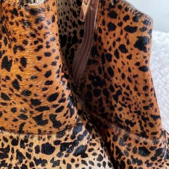 MATISSE Nugget Color Gradation Leopard Print Fur Wedge Ankle Boots Size 9 1/2