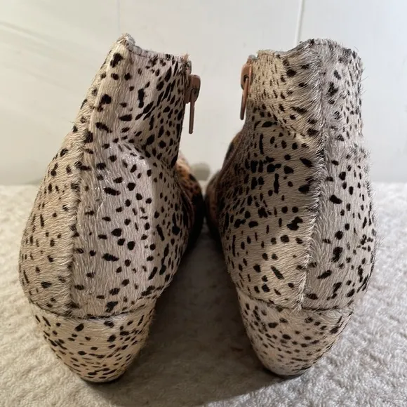 MATISSE Nugget Color Gradation Leopard Print Fur Wedge Ankle Boots Size 9 1/2
