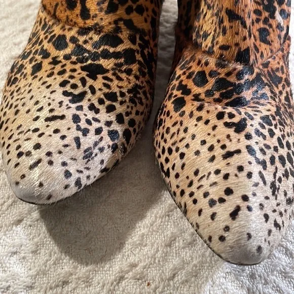 MATISSE Nugget Color Gradation Leopard Print Fur Wedge Ankle Boots Size 9 1/2