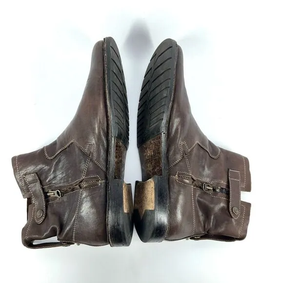 Men John Varvatos Driggs F1199K3BA7B Brown Leather Side Zip Ankle Boots Size 9.5