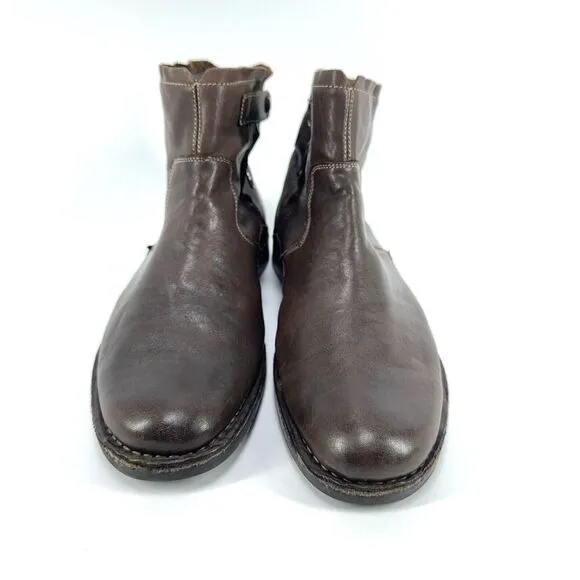 Men John Varvatos Driggs F1199K3BA7B Brown Leather Side Zip Ankle Boots Size 9.5
