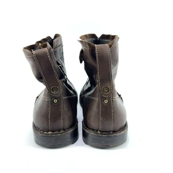 Men John Varvatos Driggs F1199K3BA7B Brown Leather Side Zip Ankle Boots Size 9.5