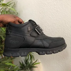 Men Polo Ralph Lauren 11571 Black Leather Dover III Duck Chukka Boots Shoes 8.5D