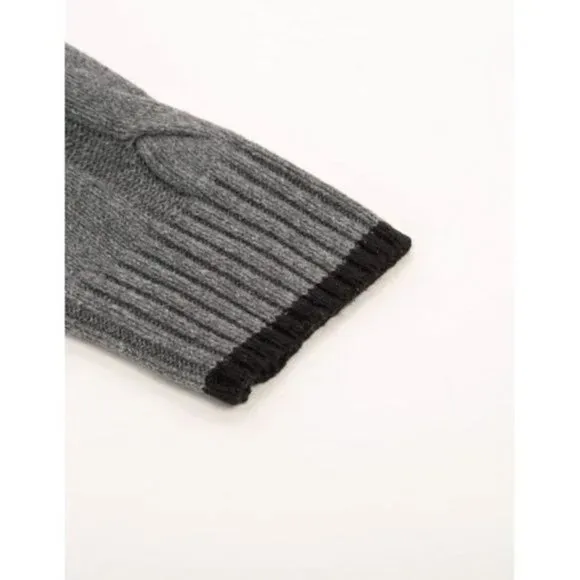 Men Turtleneck Sweater Cable Knit Grey
