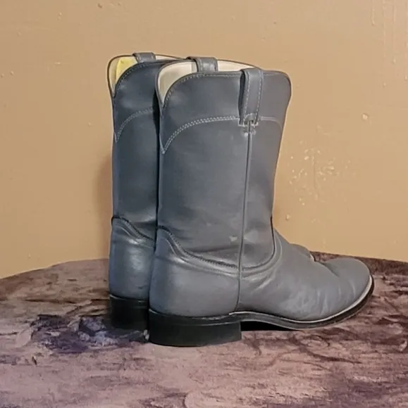Men Vintage Leather Gray Roper Style Boots By Laredo Size 9EE/Men Designer Boots