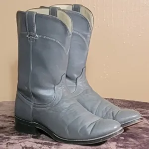 Men Vintage Leather Gray Roper Style Boots By Laredo Size 9EE/Men Designer Boots