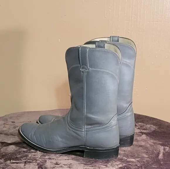 Men Vintage Leather Gray Roper Style Boots By Laredo Size 9EE/Men Designer Boots