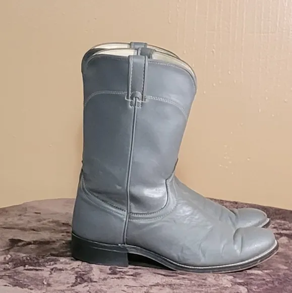 Men Vintage Leather Gray Roper Style Boots By Laredo Size 9EE/Men Designer Boots