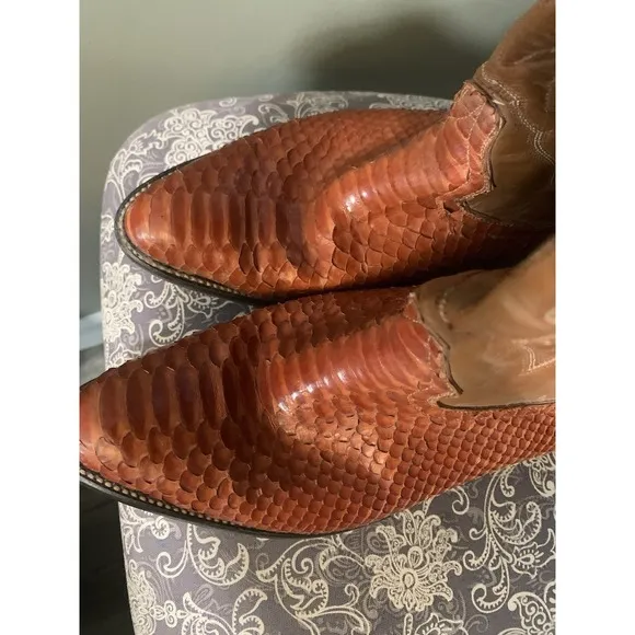 Mens 11.5 Reyme Brown Snake Skin Brown  Cowboy Boots