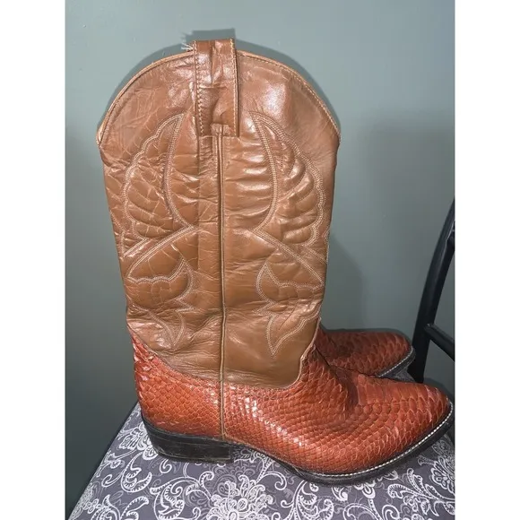 Mens 11.5 Reyme Brown Snake Skin Brown  Cowboy Boots