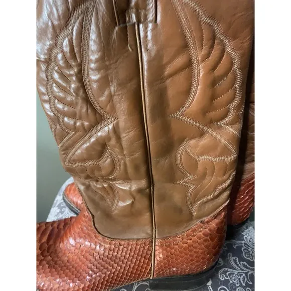 Mens 11.5 Reyme Brown Snake Skin Brown  Cowboy Boots