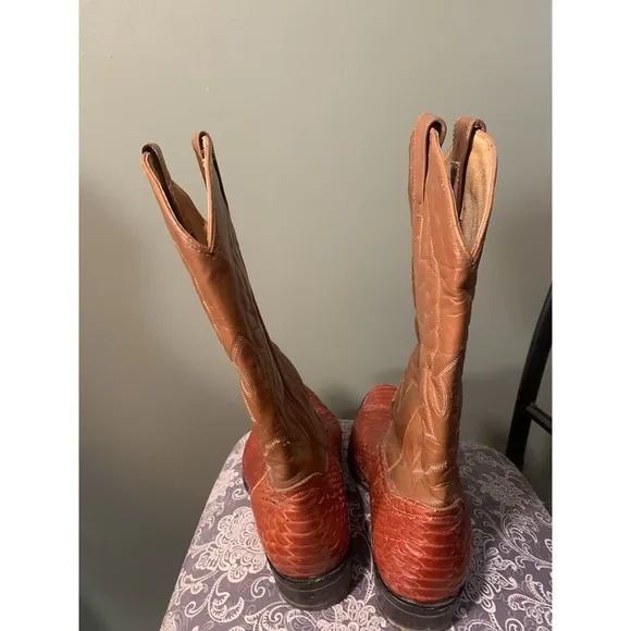Mens 11.5 Reyme Brown Snake Skin Brown  Cowboy Boots