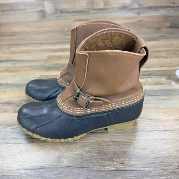 Mens 6M LL Bean Vintage Lounger Duck Boot Engineer Buckle Leather Rubber Maine
