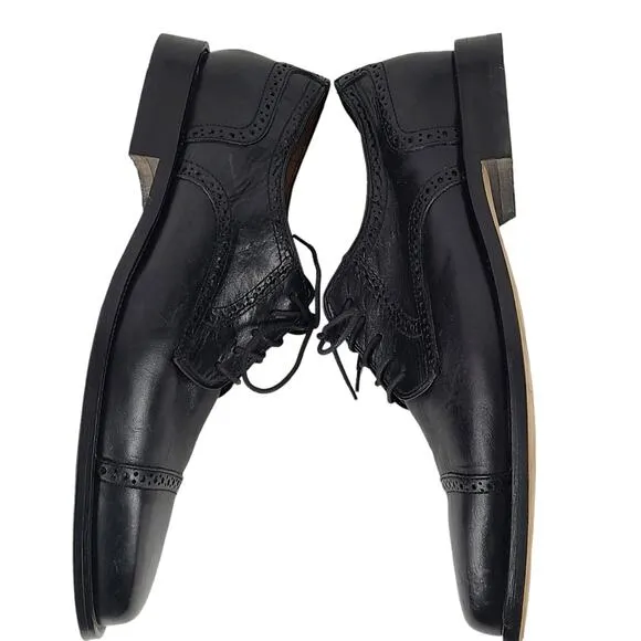 Men's Bostonian classic black leather wingtip lace up shoes9.5M
