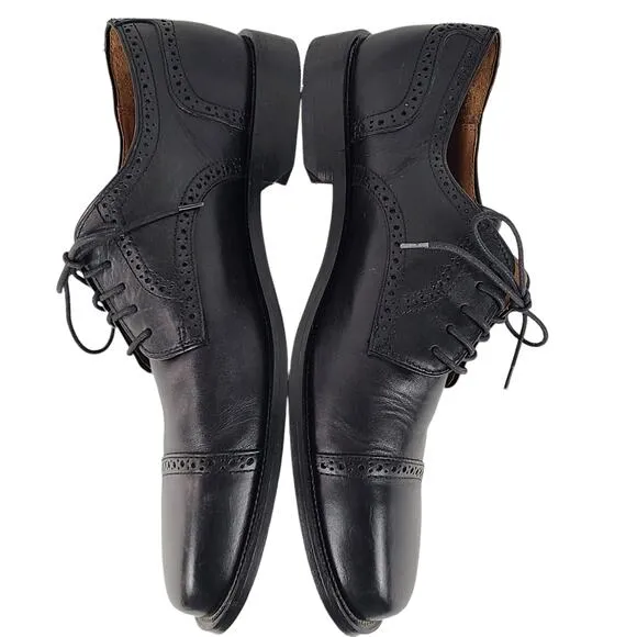 Men's Bostonian classic black leather wingtip lace up shoes9.5M