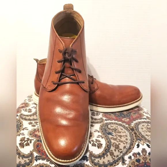 Men's Cole Haan Original Grand Woodbury / Ivory Leather Chukka Boots Size 8M