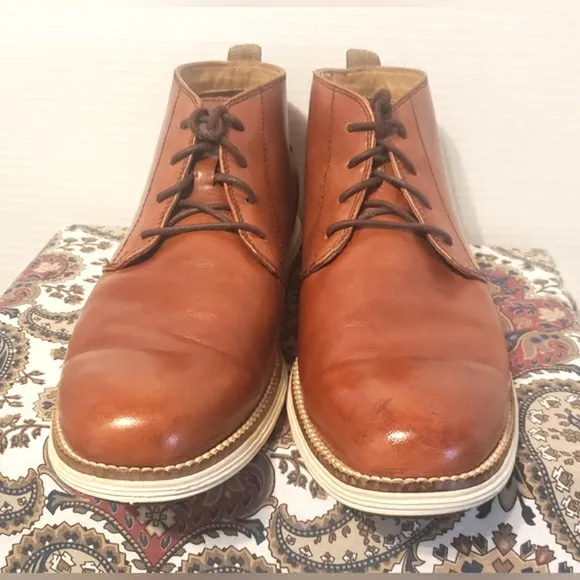 Men's Cole Haan Original Grand Woodbury / Ivory Leather Chukka Boots Size 8M