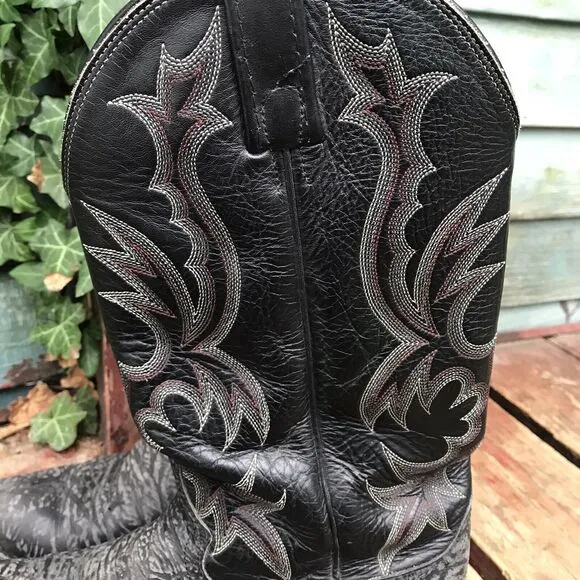 Mens DAN POST Charcoal Black Gray Leather Cowboy Boots Size 9 D 17049