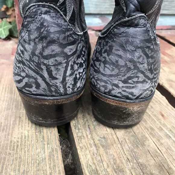 Mens DAN POST Charcoal Black Gray Leather Cowboy Boots Size 9 D 17049