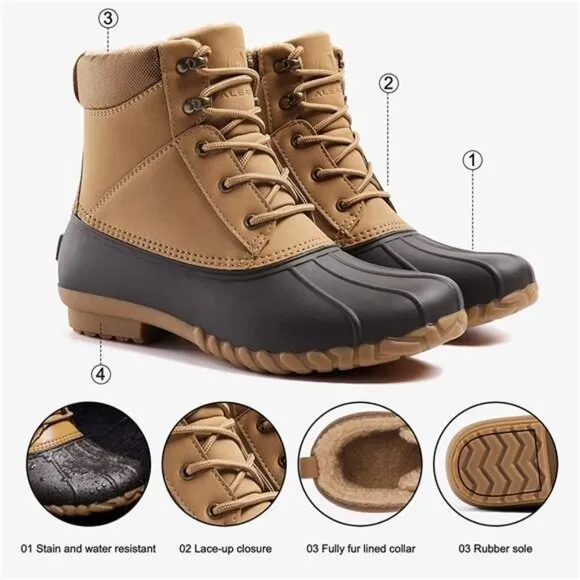 Mens Duck Boot | Waterproof Shell | Fur Lined Insulated Winter Snow Boot