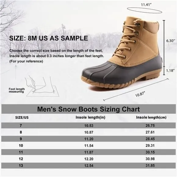 Mens Duck Boot | Waterproof Shell | Fur Lined Insulated Winter Snow Boot