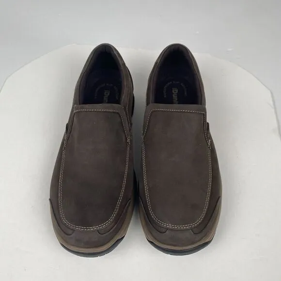 Men's Dunham Shoes Size 11.5 WIDE Brown Leather Slip On Loafers Waterproof