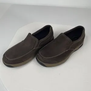 Men's Dunham Shoes Size 11.5 WIDE Brown Leather Slip On Loafers Waterproof