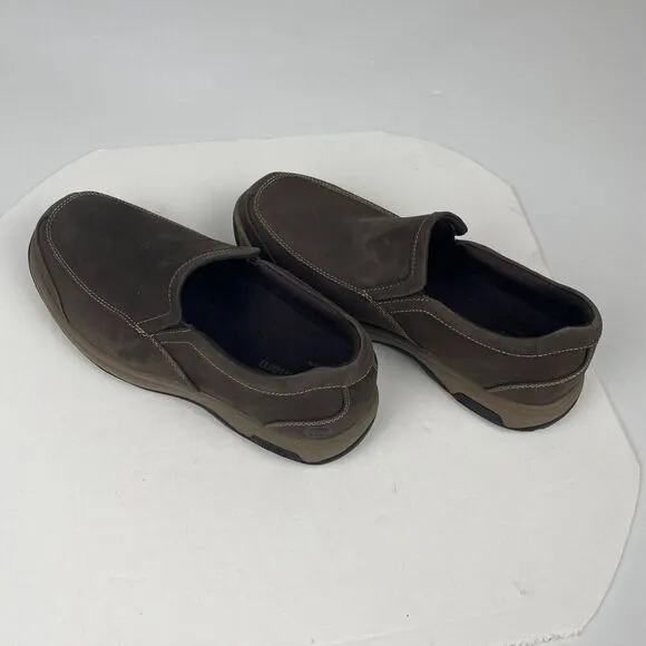 Men's Dunham Shoes Size 11.5 WIDE Brown Leather Slip On Loafers Waterproof