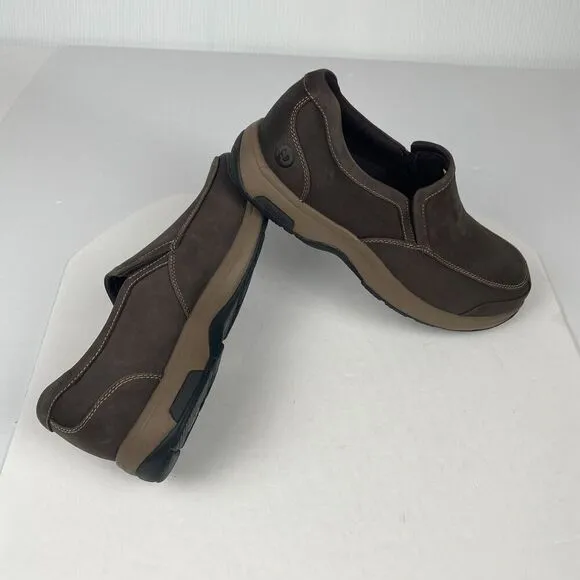 Men's Dunham Shoes Size 11.5 WIDE Brown Leather Slip On Loafers Waterproof