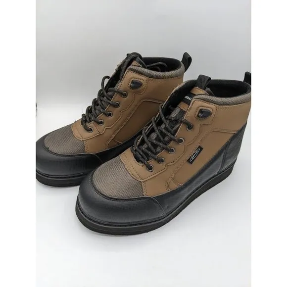 Men's Field &amp; Stream Angler Felt Sole Wading Boots Size 8 Brown FEH01366 NEW