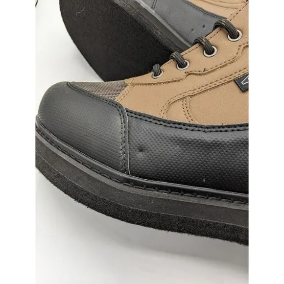 Men's Field &amp; Stream Angler Felt Sole Wading Boots Size 8 Brown FEH01366 NEW