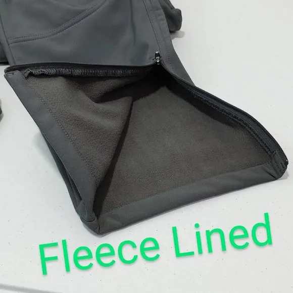 Men's Fleece Lined Winter Softshell Pants Hiking Snowboard Bottom Leg Zi…