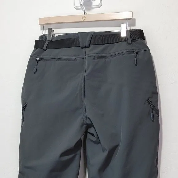 Men's Fleece Lined Winter Softshell Pants Hiking Snowboard Bottom Leg Zi…