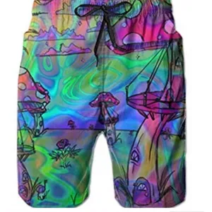 men’s psychedelic mushroom 🍄 rave swim shorts L1