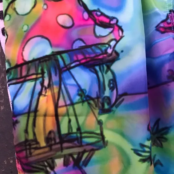 men’s psychedelic mushroom 🍄 rave swim shorts L1