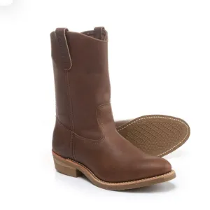 Mens Red Wing Pecos boot western work outdoor cowboy size 9 made in USA brown
