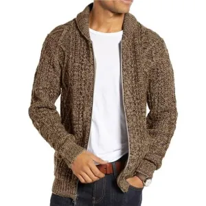 Men's Shawl Neck Cardigan Sweater with Pockets Winter Jacket Outerwear