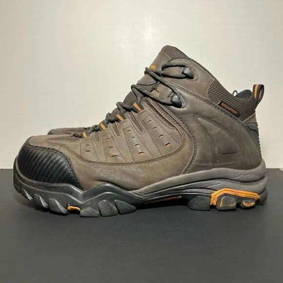 Mens SKECHERS Work Delleker Lakehead Waterproof Steel Toe Boots / Size 10
