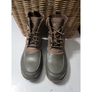 Men's Sperry Top Sider Watertown  Duck Boots Size 10.5 M H16-61775 Brown Rubber
