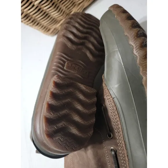 Men's Sperry Top Sider Watertown  Duck Boots Size 10.5 M H16-61775 Brown Rubber