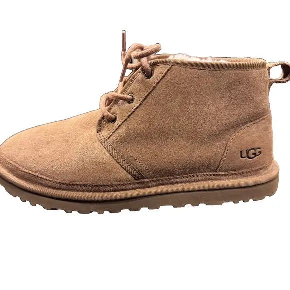 Men's UGG Neumel Chukka Lace Up Boots Size 10- Chestnut Suede - Sheepskin Lined