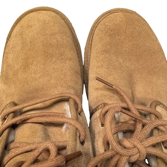 Men's UGG Neumel Chukka Lace Up Boots Size 10- Chestnut Suede - Sheepskin Lined
