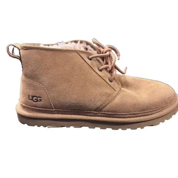 Men's UGG Neumel Chukka Lace Up Boots Size 10- Chestnut Suede - Sheepskin Lined