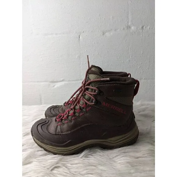 Merrell Hiking Boots Burgundy Brown Thermo Chill Lace Up Ankle Sz 6.5