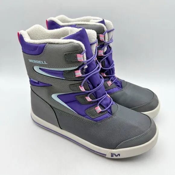 Merrell Kids Snow Bank 3.0 Winter Boots US 7 M Grey Waterproof Insulated EUC