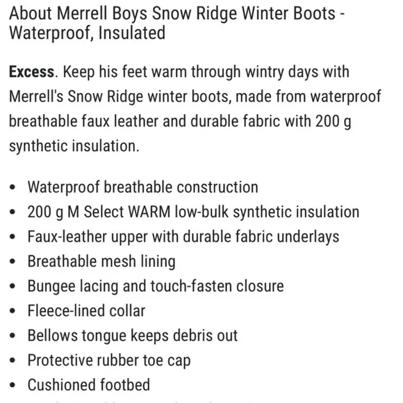 Merrell Kids' Yellow and Black Winter Boots