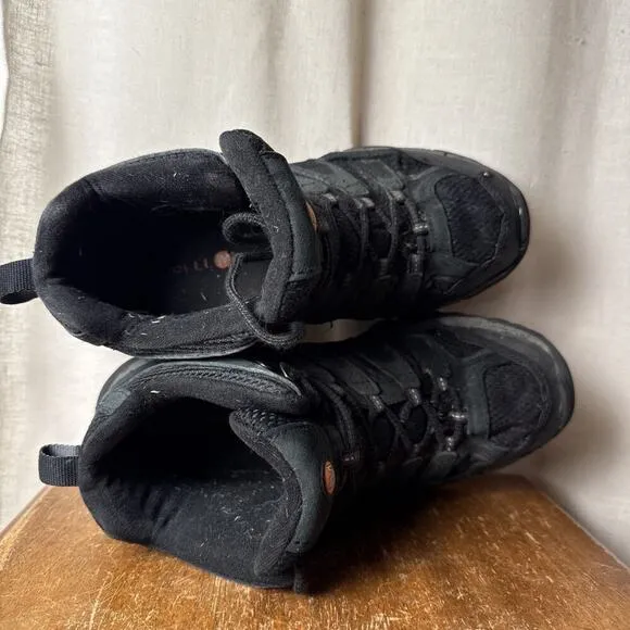 Merrell Mens Moab 2 Mid Waterproof Hiking Boot Size 8.5 Black Night Comfort