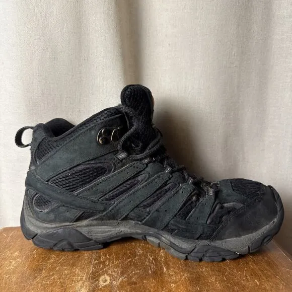 Merrell Mens Moab 2 Mid Waterproof Hiking Boot Size 8.5 Black Night Comfort