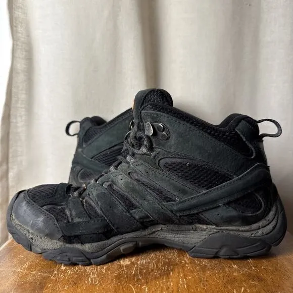 Merrell Mens Moab 2 Mid Waterproof Hiking Boot Size 8.5 Black Night Comfort